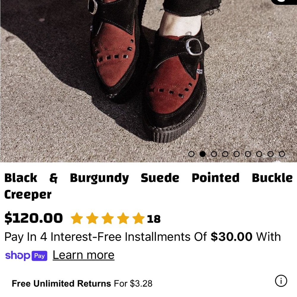 T.U.K Black and Burgundy Suede Creeper Flats